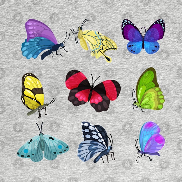 butterflies colorful collection by Mako Design 